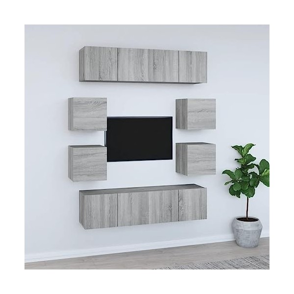 TALCUS Home Hardware Businese Meuble TV 8 pièces en bois Sonoma Gris