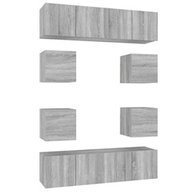 TALCUS Home Hardware Businese Meuble TV 8 pièces en bois Sonoma Gris
