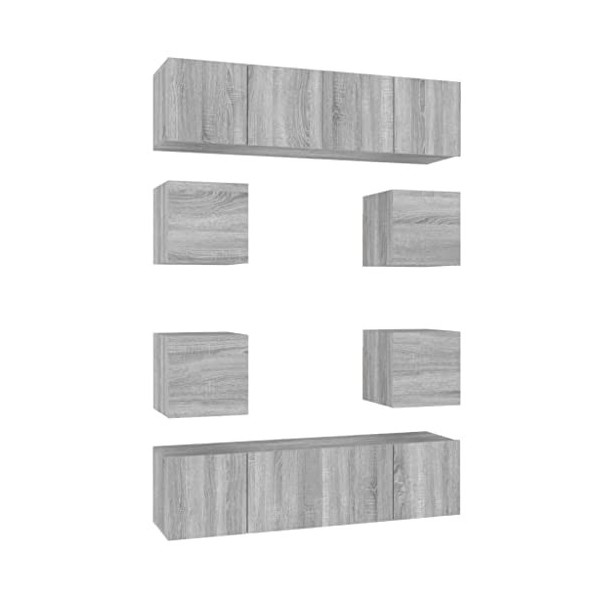 TALCUS Home Hardware Businese Meuble TV 8 pièces en bois Sonoma Gris