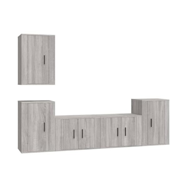 WOODEY Meuble TV 5 pièces Gris Sonoma Meuble en bois dingénierie