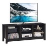 COSTWAY Meuble TV avec 6 Compartiments pour TV 65" au Max, Banc TV Tablette Amovible en 3 Positions, 6 Trous de Câble pour Sa