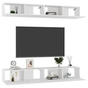 SHAPLE Home Hardware Businese Lot de 4 meubles TV en bois dingénierie Blanc 100 x 30 x 30 cm