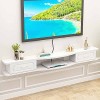 SORVA Meuble TV Mural, Console TV Suspendue en Bois Massif, Support Mural pour Lecteur DVD/Blu-Ray