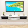 SORVA Meuble TV Mural, Console TV Suspendue en Bois Massif, Support Mural pour Lecteur DVD/Blu-Ray