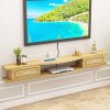 SORVA Meuble TV Mural, Console TV Suspendue en Bois Massif, Support Mural pour Lecteur DVD/Blu-Ray