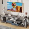 GYIIYUO Meuble TV avec tiroir pour TV de 65, 70, 75 pouces, table console TV industrielle avec étagères de rangement ouvertes