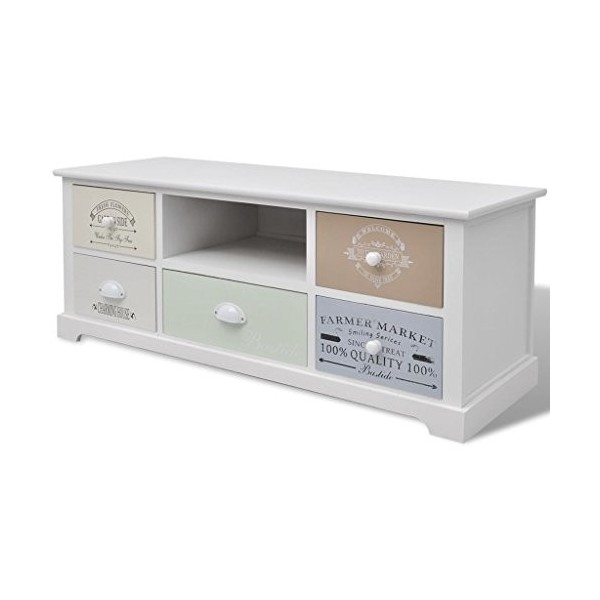 FZYHFA Meuble TV Francese Shabby Chic en bois. Design simple et pratique, stable et durable. Porte mobile pour CD.