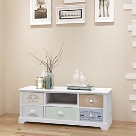 FZYHFA Meuble TV Francese Shabby Chic en bois. Design simple et pratique, stable et durable. Porte mobile pour CD.
