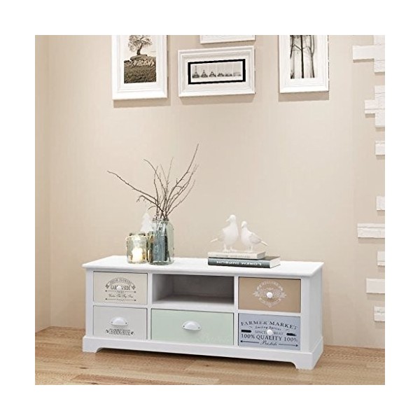 FZYHFA Meuble TV Francese Shabby Chic en bois. Design simple et pratique, stable et durable. Porte mobile pour CD.