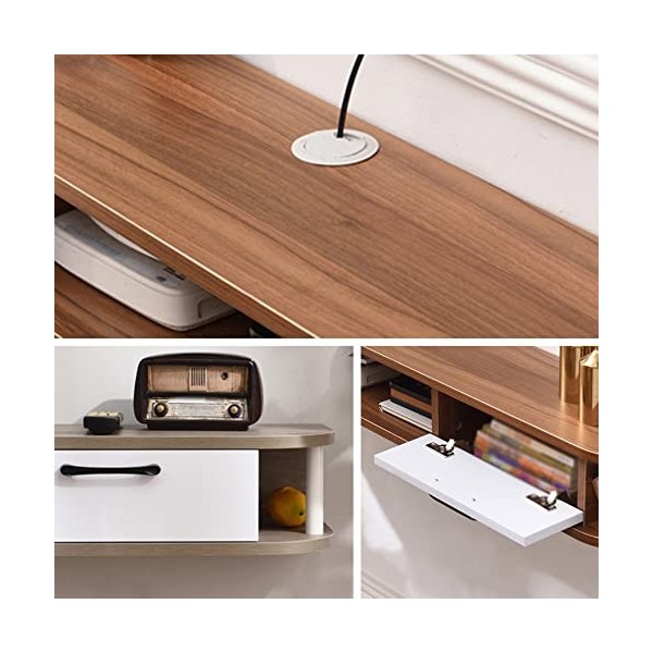 Meuble TV Meuble TV Flottant Meuble TV Flottant, Meubles TV muraux en Bois avec Trou de Gestion des câbles, Meuble TV Suspend