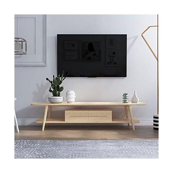 Meuble TV Meuble TV en Bois Console TV Simple Boîte de câble multimédia Consoles de Jeu Centre de Divertissement Minimaliste 