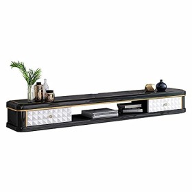 Meuble TV Meuble TV Flottant Meuble de Divertissement Flottant, Meuble TV Mural en Bois Massif avec Espace de Rangement Ouver