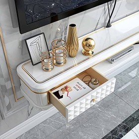 Meuble TV Meuble TV Flottant Meuble de Divertissement Flottant, Meuble TV Mural en Bois Massif avec Espace de Rangement Ouver