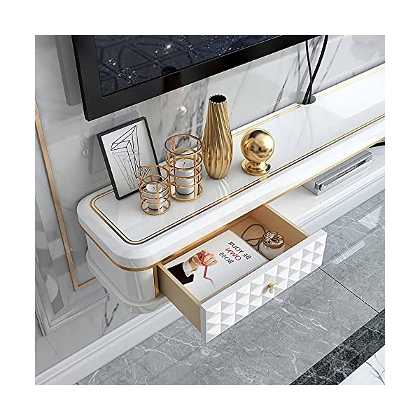 Meuble TV Meuble TV Flottant Meuble de Divertissement Flottant, Meuble TV Mural en Bois Massif avec Espace de Rangement Ouver