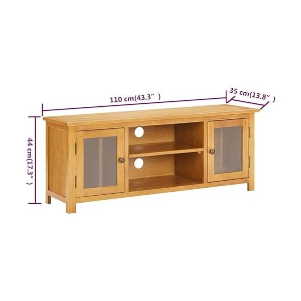 Meuble TV Meuble TV en Bois Meuble TV avec Console multimédia de Rangement Meuble TV 43,3" x13,8 x17,3 Bois de chêne Massif p