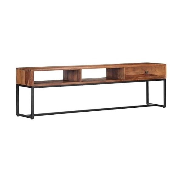 Meuble TV Salon Meuble TV Console Multimédia Meuble TV en Bois 63" x11,8 x17,7 Bois de Sesham Massif pour Salon, Couloir, Ent