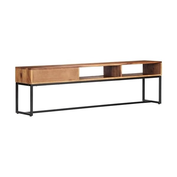 Meuble TV Salon Meuble TV Console Multimédia Meuble TV en Bois 63" x11,8 x17,7 Bois de Sesham Massif pour Salon, Couloir, Ent