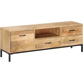 Meuble TV Meuble TV en Bois Salon Meuble TV Console Multimédia 51,2" x11,8 x17,7 Bois de Manguier Massif pour Salon, Couloir,