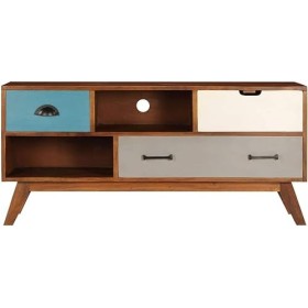 Meuble TV avec 3 tiroirs Meuble TV en Bois Meuble TV de Salon Console multimédia 43,3" x13,8 x19,7 Bois dacacia Massif pour 