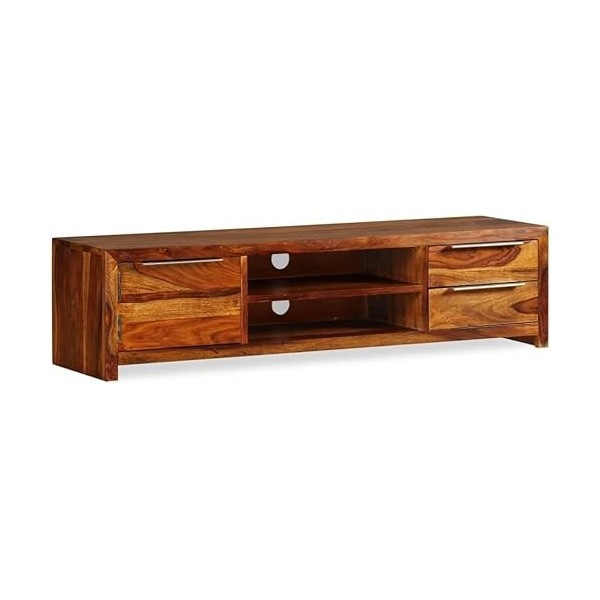 Meuble TV de Salon, Meuble TV, Console multimédia, Meuble TV avec Rangement en Bois de Sesham Massif, 47,2" x 11,8" x 11,8", 