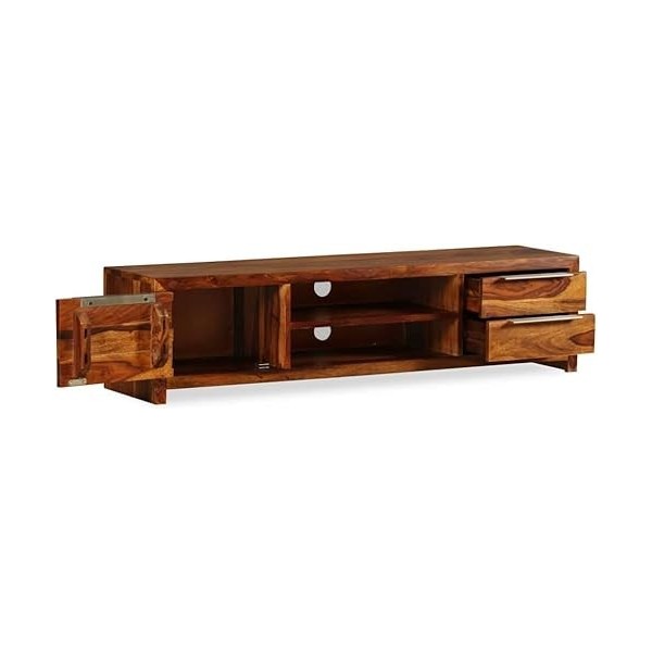 Meuble TV de Salon, Meuble TV, Console multimédia, Meuble TV avec Rangement en Bois de Sesham Massif, 47,2" x 11,8" x 11,8", 