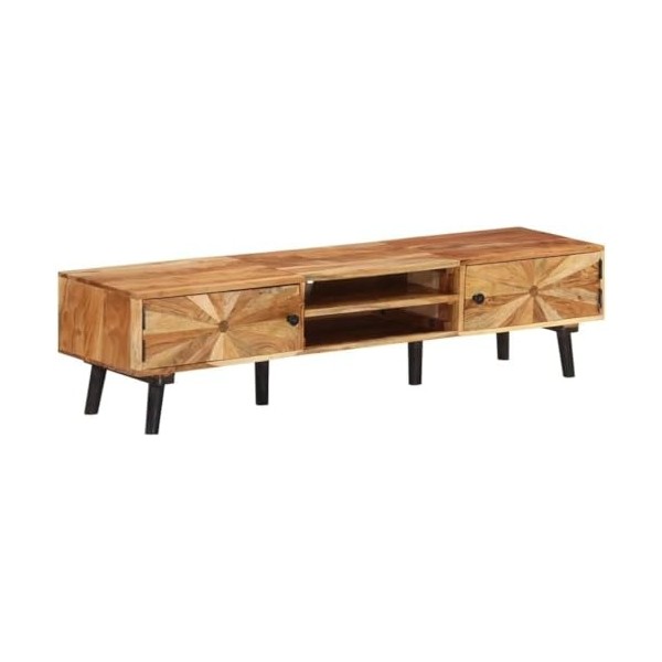 Meuble TV Meuble TV avec Rangement Meuble TV en Bois Table décorative à lentrée 57,1" x13,8 x13,8 Bois dacacia Massif pour 