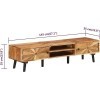 Meuble TV Meuble TV avec Rangement Meuble TV en Bois Table décorative à lentrée 57,1" x13,8 x13,8 Bois dacacia Massif pour 