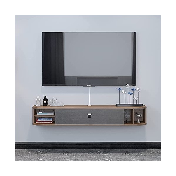 URBERY Meuble TV Mural, économiser de lespace Meuble TV Flottant, Meuble TV Suspendu pour Salon chambre/noyer/55.11 in /55.1