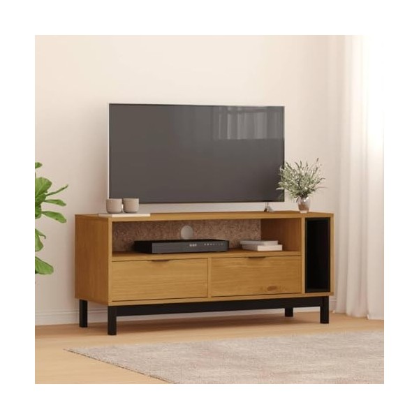 Meuble TV en Bois avec Porte vitrée, Console TV multimédia Moderne avec Espace de Rangement, Meuble TV, Table TV avec Rangeme