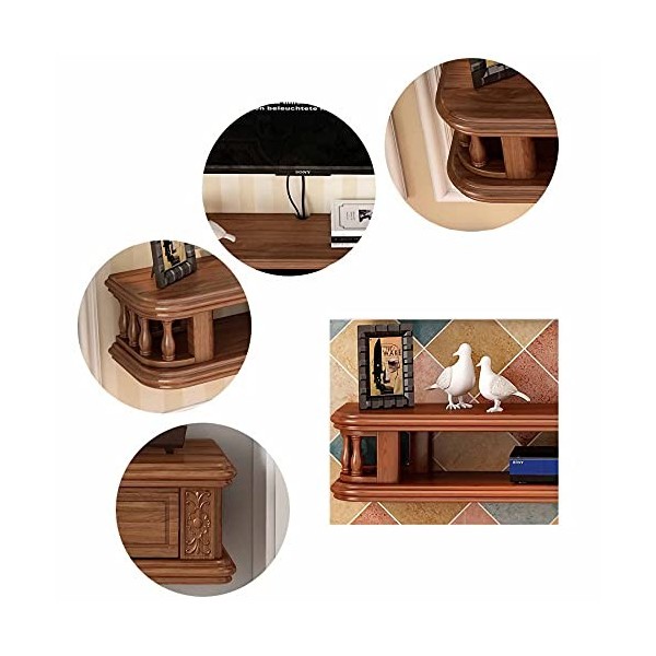 Meuble TV Flottant, Meuble TV Flottant, Meuble TV Mural en Bois Massif Mat, DVD Mural