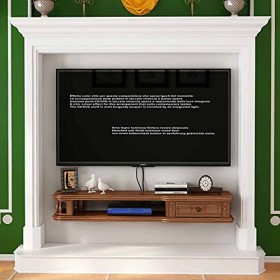 Meuble TV Flottant, Meuble TV Flottant, Meuble TV Mural en Bois Massif Mat, DVD Mural