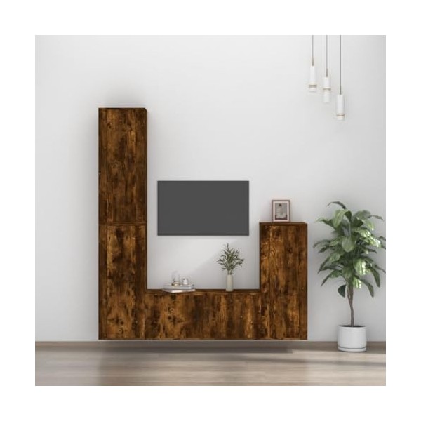 Meuble TV 4 pièces en chêne fumé