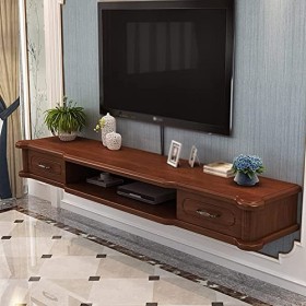 SORVA Meuble TV Flottant, Conception De Trou De Fil Meuble TV Mural Console Média Huche De Rangement De Bureau Flottant, pour