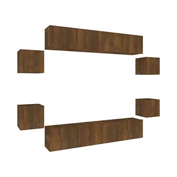 Home Hardware Businese Meuble TV 8 pièces Chêne Marron