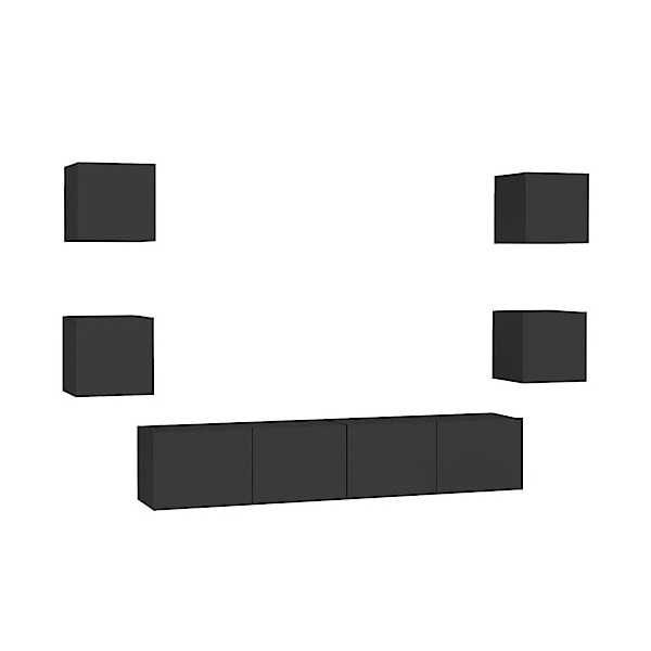 DCRAF Home Hardware Businese Meuble TV 6 pièces en bois Noir