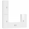 DCRAF Home Hardware Businese Meuble TV 4 pièces en bois Blanc brillant