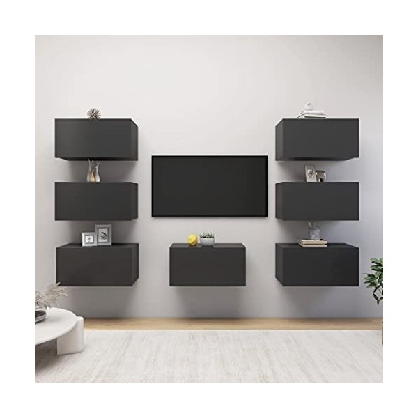 DCRAF Home Hardware Businese Meuble TV 7 pièces Gris 30,5 x 30 x 60 cm