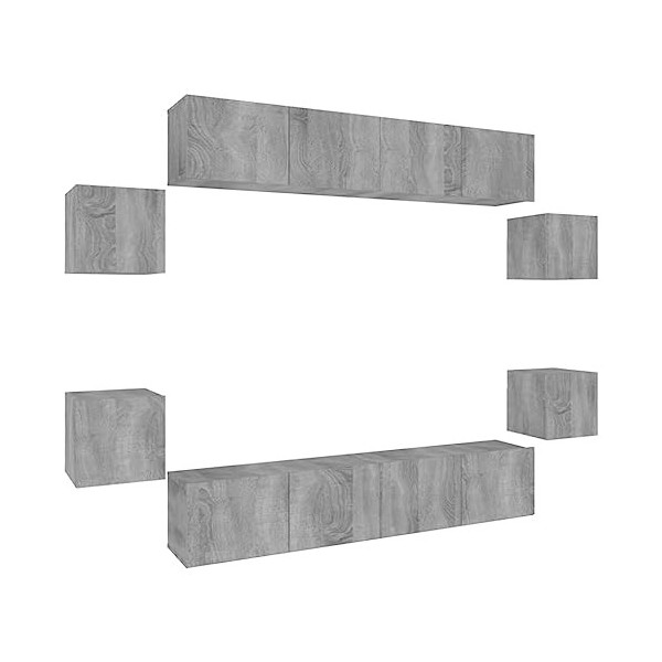 Home Hardware Businese Meuble TV 8 pièces en bois Sonoma Gris