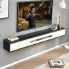 Meuble TV Flottant Meuble TV Mural Meuble TV Flottant, Console multimédia Murale avec 2 tiroirs, Bois Soild, pour Chambre Sal