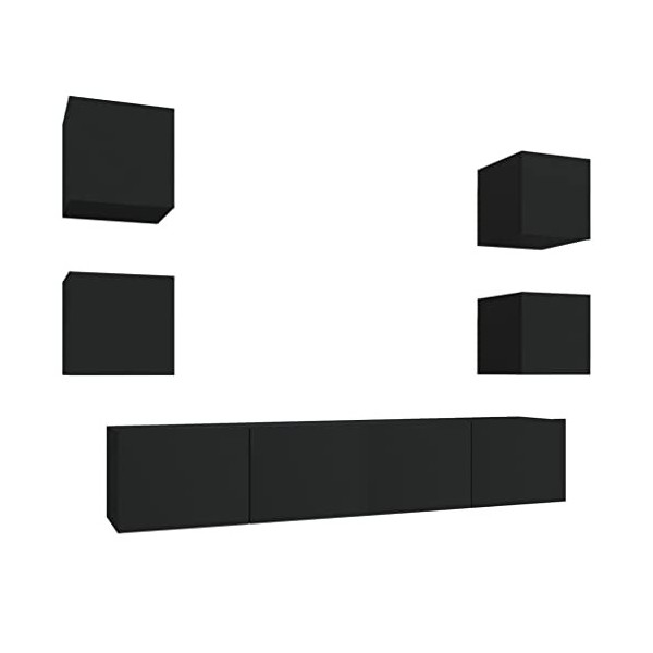 Home Hardware Businese Meuble TV 6 pièces en bois Noir