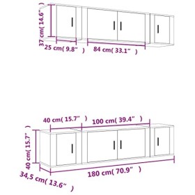 TEKEET Home Hardware Businese Meuble TV 6 pièces en bois Gris béton