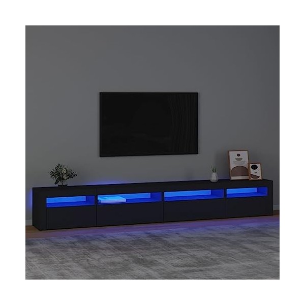 TALCUS Home Hardware Businese Meuble TV avec lumières LED Noir 270 x 35 x 40 cm
