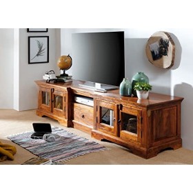MASSIVMOEBEL24.DE Meuble TV - Bois Massif dacacia laqué Miel - Oxford 0339