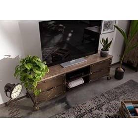 Meuble TV Industriel - Bois Massif de manguier laqué Marron - Heavy Industry 233