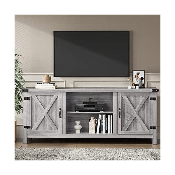 YESHOMY avec Deux Portes de Grange et armoires de Rangement pour téléviseurs jusquà 165 cm, Table Console Centrale de Divert