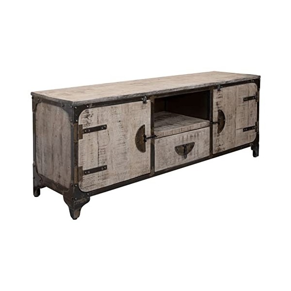 Meuble TV - Bois Massif de manguier laqué Marron - Tokyo 208