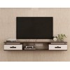 Meuble TV Flottant, Étagère De Télévision en Bois À Montage Mural avec Deux Tiroirs, pour Boîte De Câble De Rangement Console