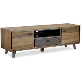 Ibbe Design Malaga Meuble TV Support de télévision Buffet Bas pour Salon, Chambre, Style Scandinave Marron, Bois dacacia Mas