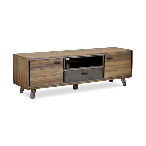 Ibbe Design Malaga Meuble TV Support de télévision Buffet Bas pour Salon, Chambre, Style Scandinave Marron, Bois dacacia Mas