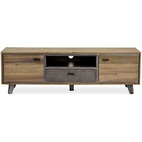 Ibbe Design Malaga Meuble TV Support de télévision Buffet Bas pour Salon, Chambre, Style Scandinave Marron, Bois dacacia Mas